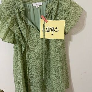Green Floral Blouse